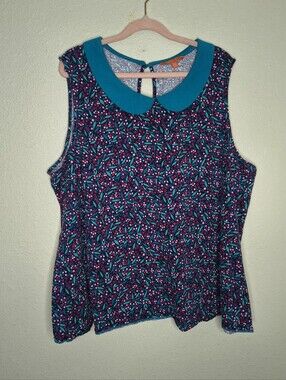 Modcloth Floral Cotton Tank Top Women's Plus Size 4X
